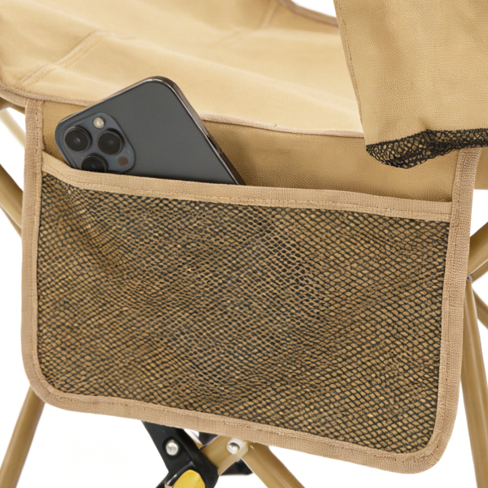 Mobi Garden, Chaise de relaxation pliante confortable pour l'extérieur et la maison, Sable, Réglable à plusieurs angles, Assise large de 56 cm, Capacité de charge élevée, Durable et résistante à l'usure