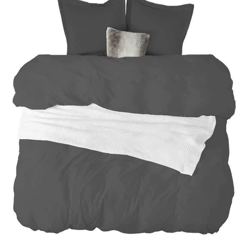 LeBonsoir Parure de lit avec housse de couette 200 x 200 cm et 2 taies d'oreiller 80 x 80 cm - Gris foncé