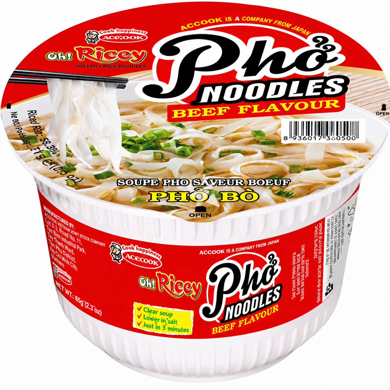 Acecook Oh Ricey Nouilles de riz instantanées saveur bœuf - 71 g