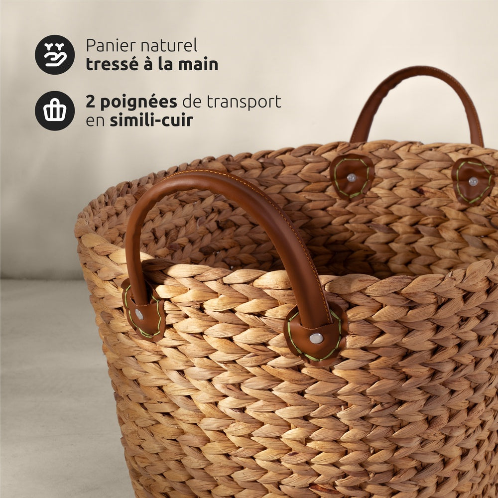 COMPACTOR Belize Panier de Rangement Naturel avec Poignées Taille XL