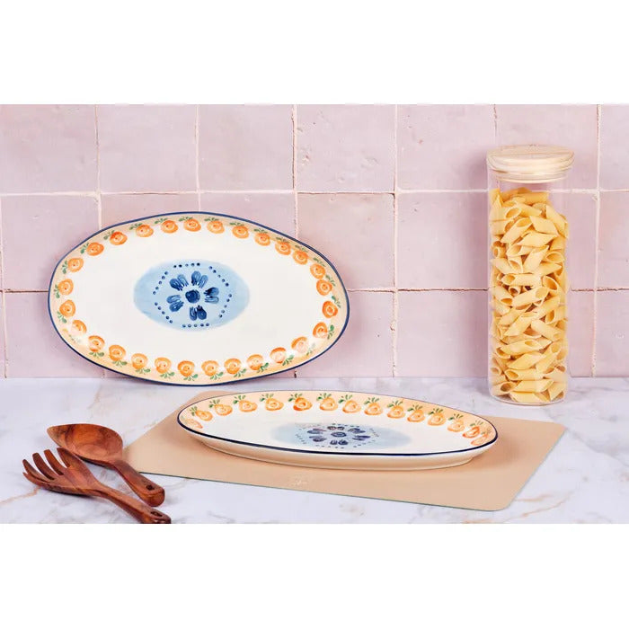 BJÖRN NAPOLI Lot de 2 plateaux de service motif agrumes - 36,5 x 22 cm