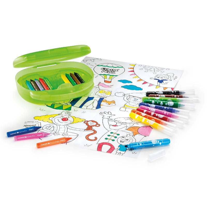 Maped Color'Peps Boîte de Couleurs Stylos Feutres Jumbo Crayons de Cire 1 An+