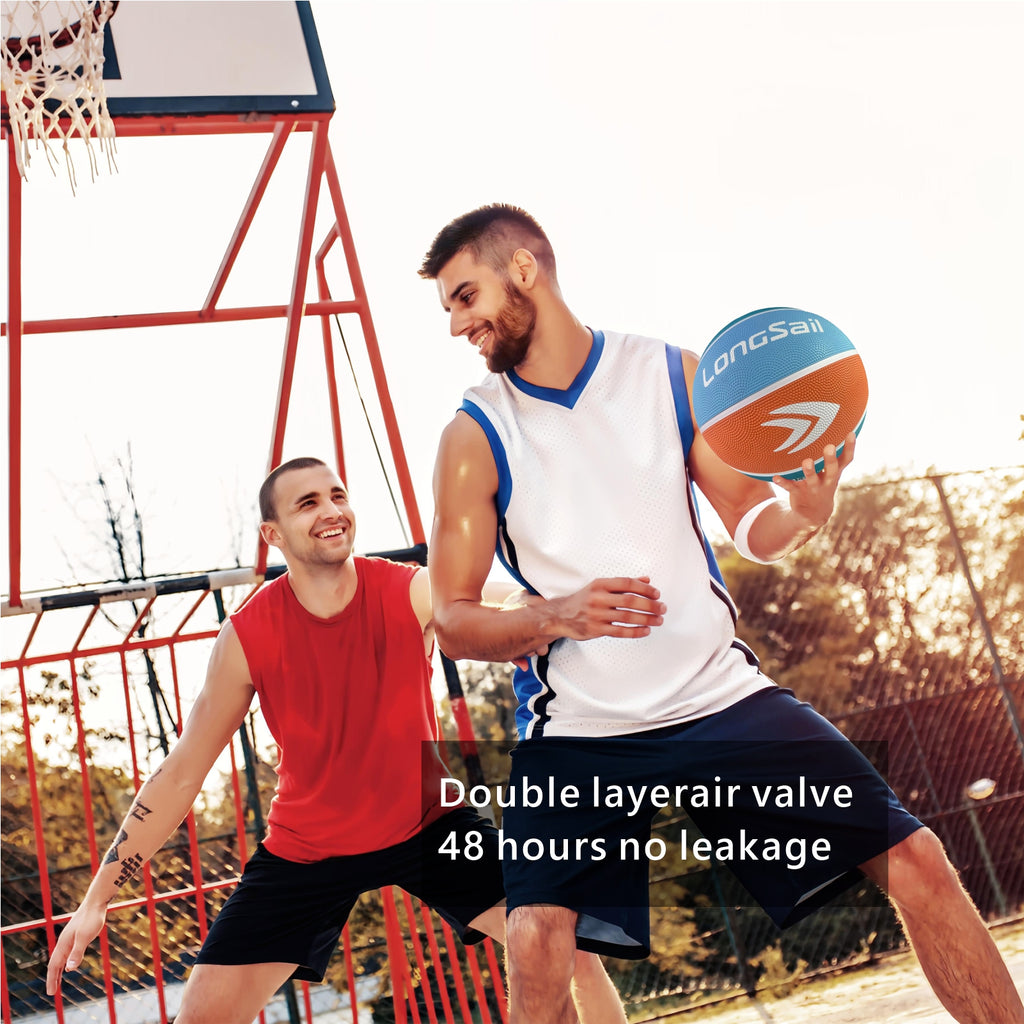 LONGSAIL Ballon de basket en caoutchouc haute qualité 29,5 po Taille 7 Mandarine / Bleu clair / Bleu saphir / Bleu océan profond