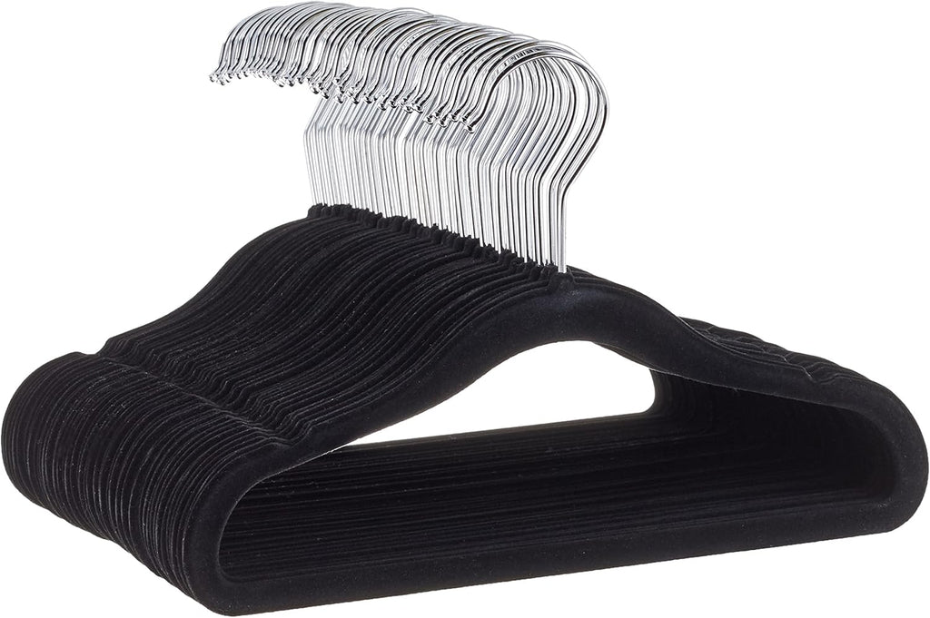 ANQI Cintres à vêtements en velours antidérapants pour enfants, nourrisson et tout-petit, 11,6 po (pour vêtements de bébé), lot de 50, Noir