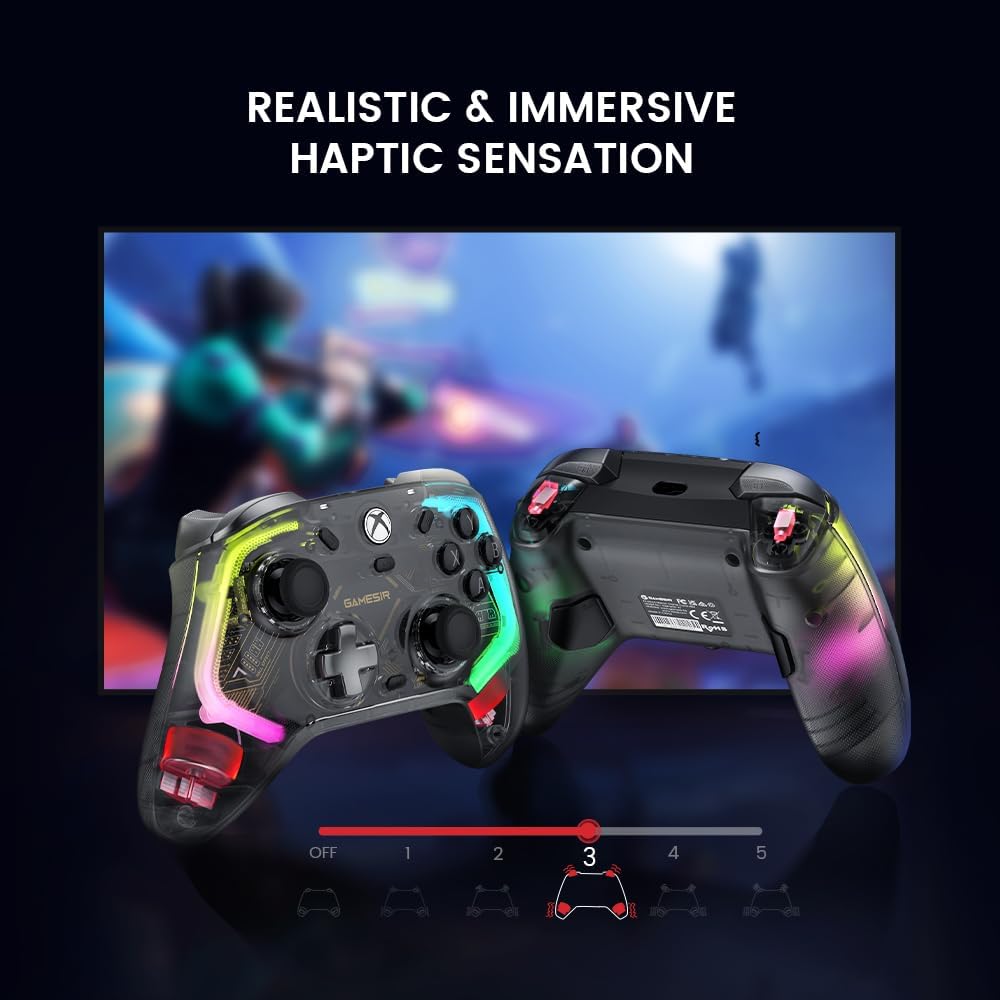 GameSir Kaleid Manette de jeu filaire RGB pour Xbox Series X/S, Xbox One et PC Windows 10/11 - Transparent fumé