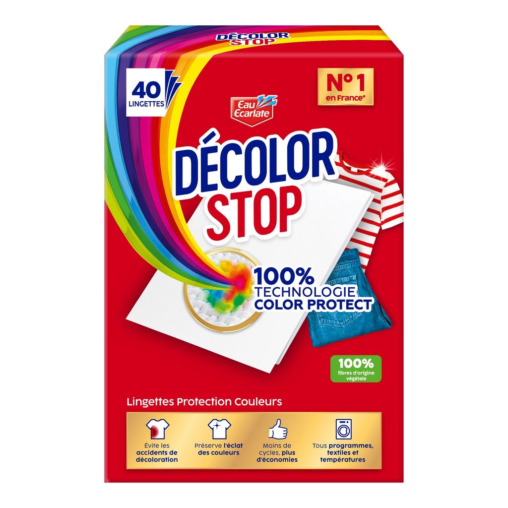 Eau Écarlate Lingettes Protection Couleur Anti-Décoloration, 40 Lingettes