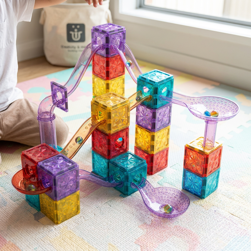 XINQIYUAN Briques Magnétiques 3D Diamant 5,5cm 28pcs Jouet Éducatif STEM pour Enfants Surface Diamant Compatible avec Tubes Magnétiques [Mélange Aléatoire – Couleurs issues uniquement de la photo prin