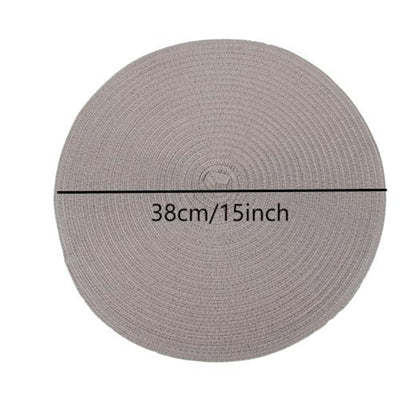 Lot de 6 sets de table ronds tressés en coton et polyester, lavables et résistants à la chaleur, diamètre 38 cm – Gris clair