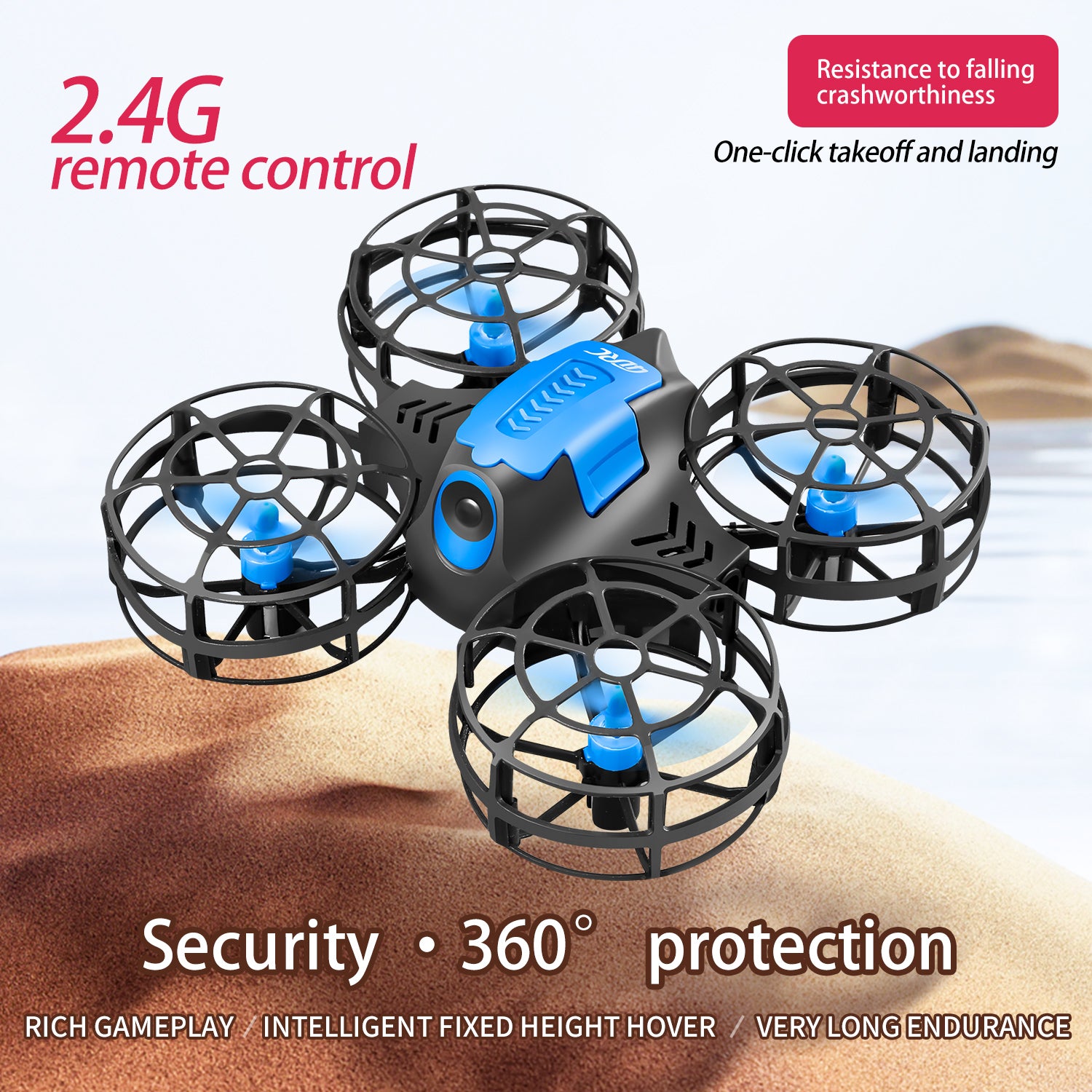 4DRC V18 Mini Drone pour enfants débutants, Quadricoptère RC avec 2 batteries, Longue autonomie, Contrôle automatique de l'altitude, Figures de tonneau 3D, Mode sans tête