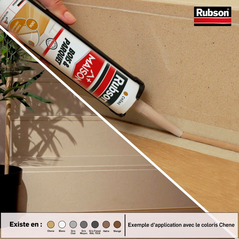 Henkel Rubson | Mastic Maison Bois & Parquet Chêne (cartouche de 280 ml) – Mastic acrylique pour tous supports bois et maçonnerie – Joints pour intérieur et extérieur abrité