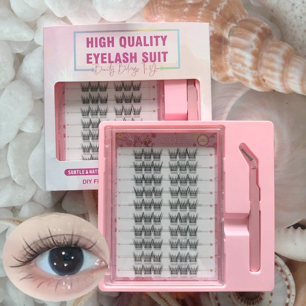 MeoMagic - Kit de faux cils pré-collés avec pinces à épiler - 10 lignes - F22