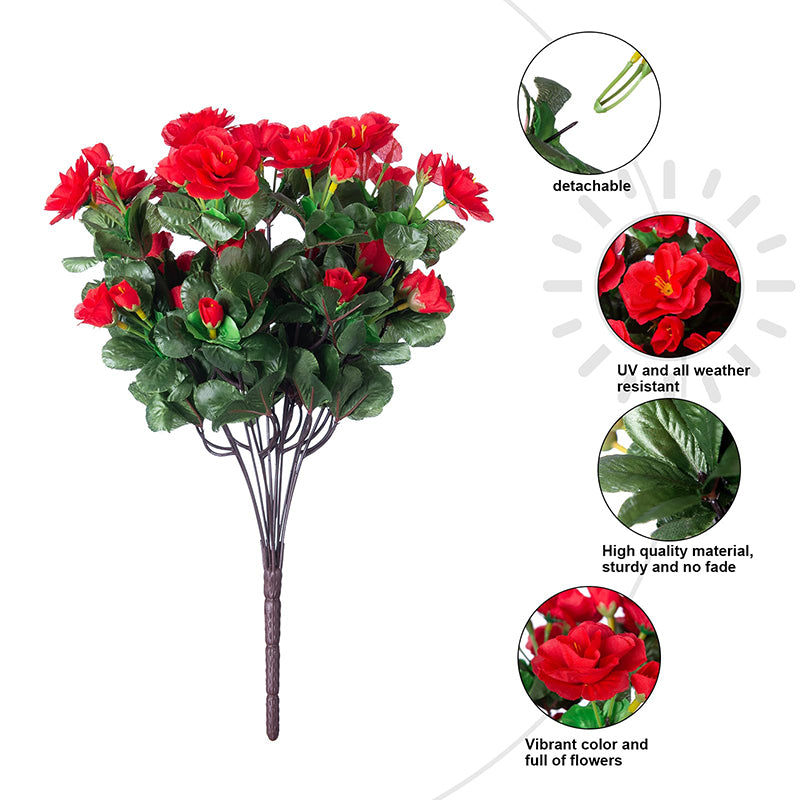 Yuejia Lot de 6 bouquets de fleurs artificielles en soie camélia rouge - 38 cm