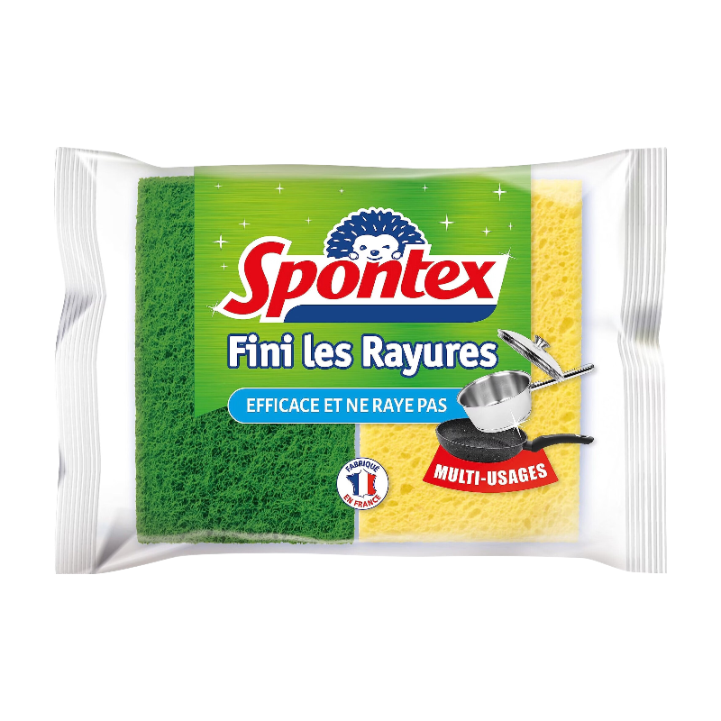 SPONTEX Éponges grattantes non abrasives finition rayée 2 éponges