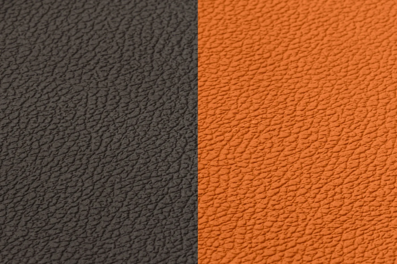 BJÖRN Lot de 6 set de table réversibles ovales en cuir recyclé - Orange et chocolat