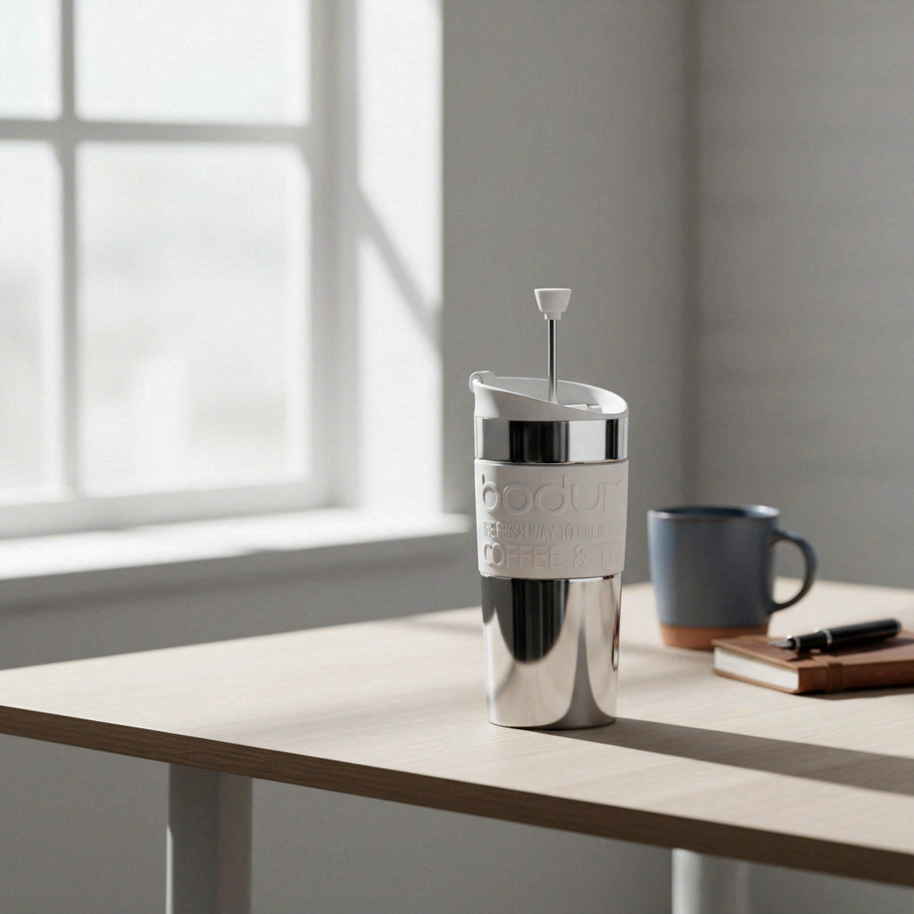 Bodum Cafetière à isolation sous vide en acier inoxydable blanc crème - 0,35 L
