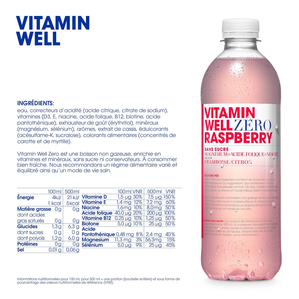 VITAMIN WELL Zero Raspberry Pack 12x 50cl