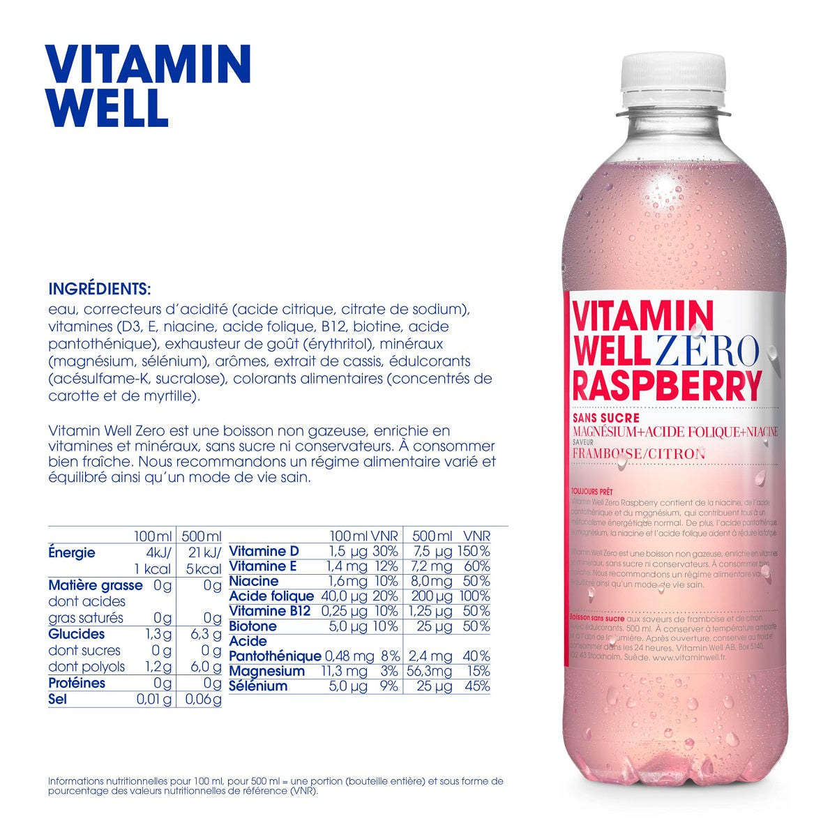 VITAMIN WELL Zero Raspberry Pack 12x 50cl