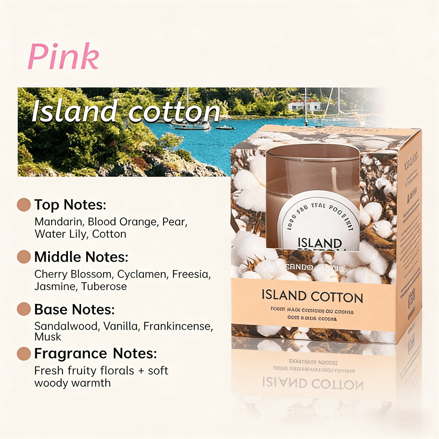 Zooly Bougie parfumée transparente senteur Island Cotton - 140 g