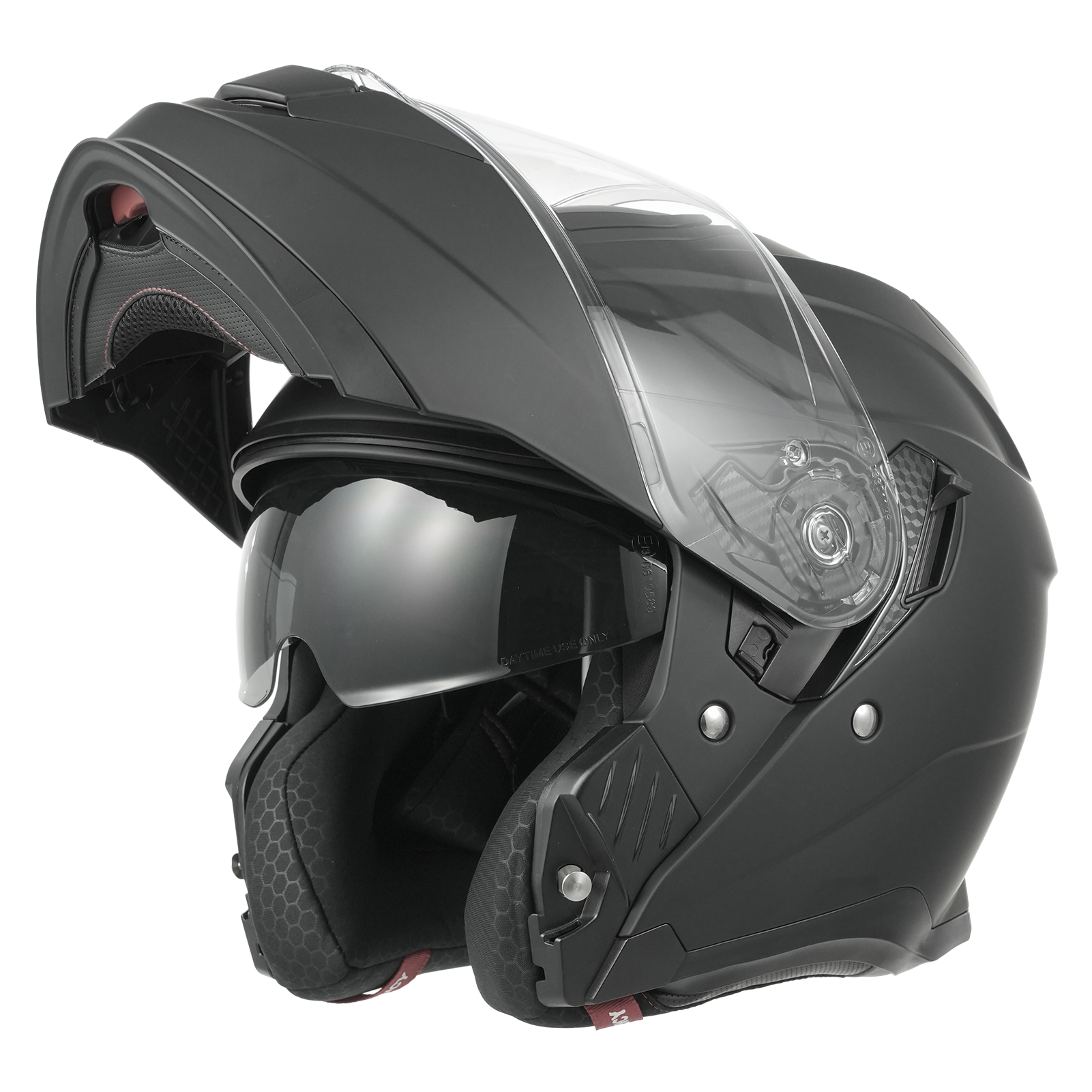 MY 935 Casque moto intégral à visière relevable certifié ECE 22.06 modulaire avec double visière pour hommes et femmes noir mat - Taille S