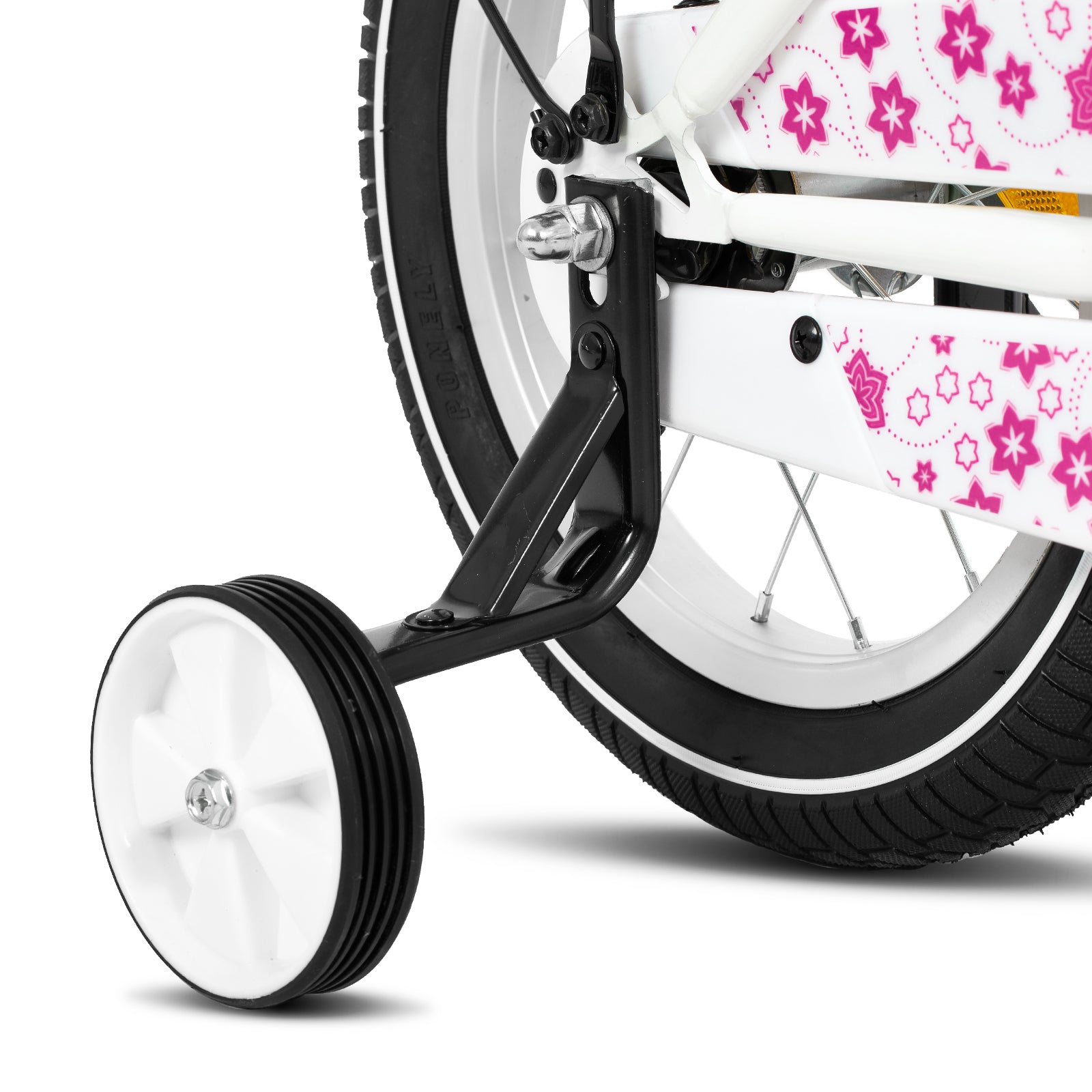 HILAND Starry Vélo pour enfants de 3 à 5 ans avec petites roues, sonnette et porte-bagages arrière rose - 35 cm