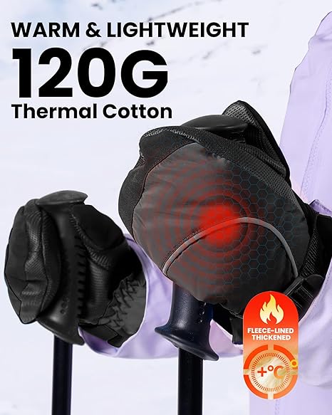 OutdoorMaster Moufles de ski pour enfants noir - Taille L