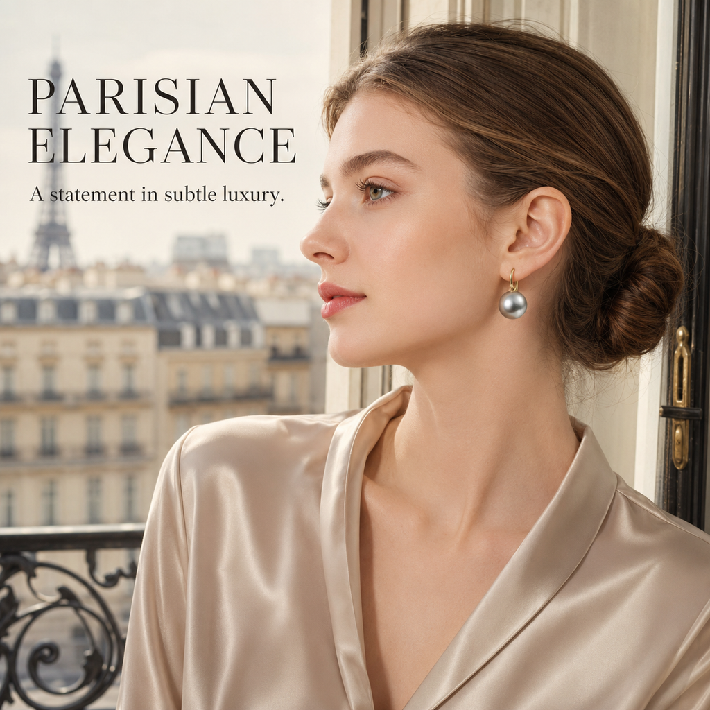 VoxorAI EH5 - Boucles d'oreilles perles gris foncé, puces d'oreilles, pendantes, luxe haut de gamme, style de niche, nouveauté polyvalente, article phare