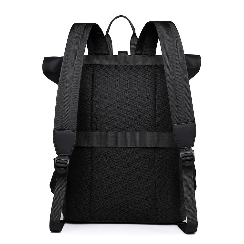 Sac à dos ordinateur portable anti-eau à bords roulés 15,6 pouces sac à dos décontracté multi-sangles grande capacité sac de jour pour travail cyclisme voyage urbain
