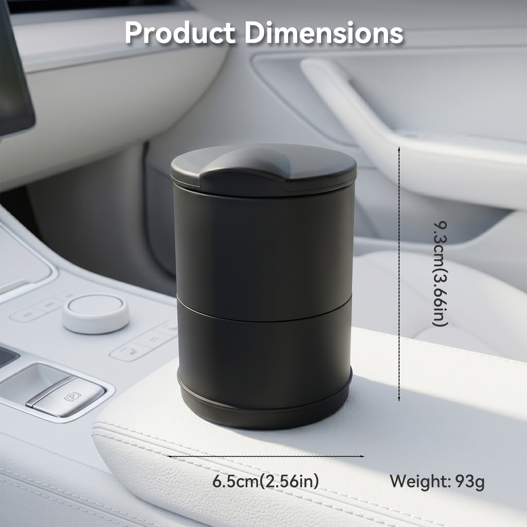 Cendrier de voiture, Cendrier portable avec couvercle, Résistant aux hautes températures, Compatibilité universelle, Finition mate dépolie, Hermétique