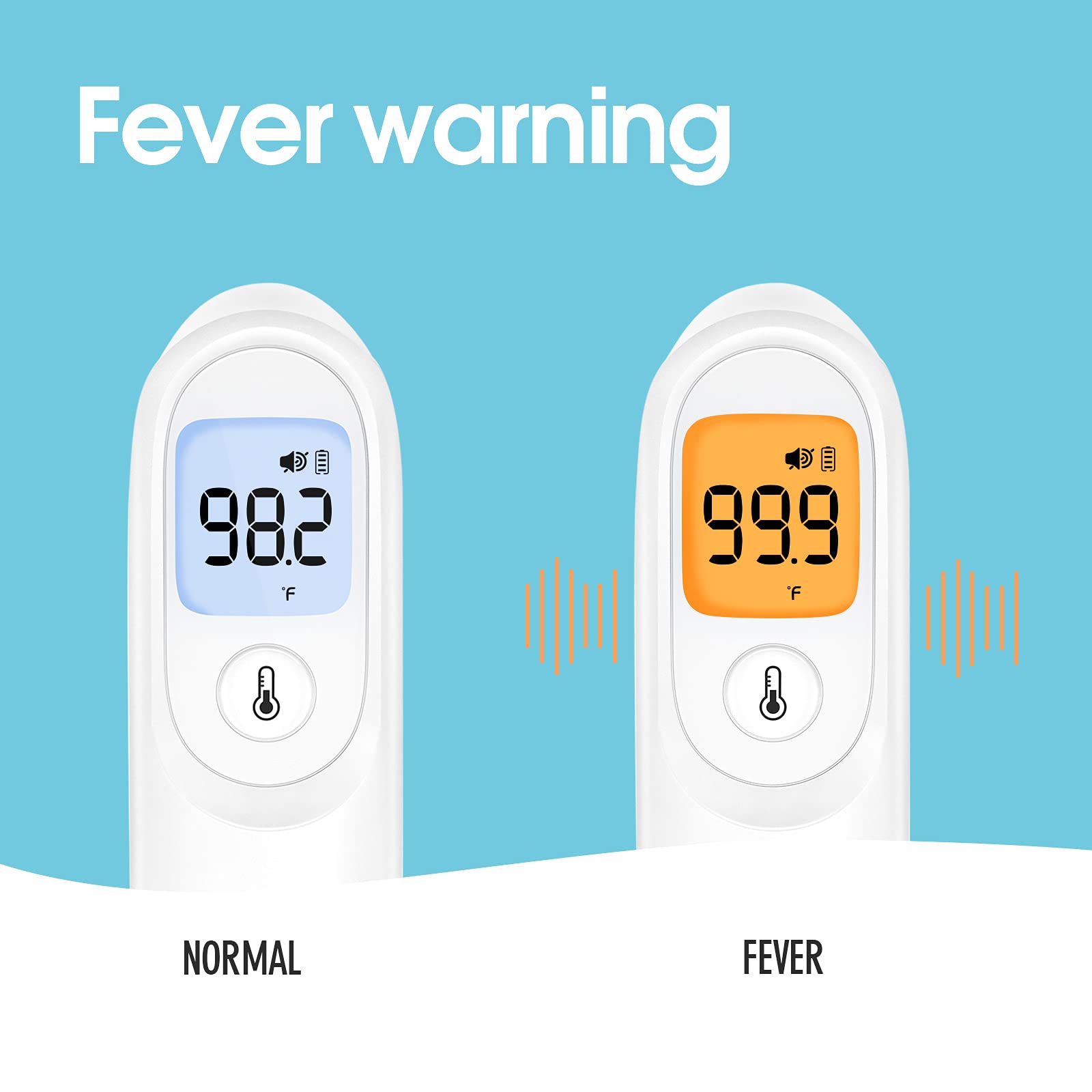 yuwell Thermomètre frontal pour adultes et enfants | Qualité médicale, thermomètre numérique sans contact, adapté aux bébés | Mesure en 1 s, alerte de température élevée, grand écran