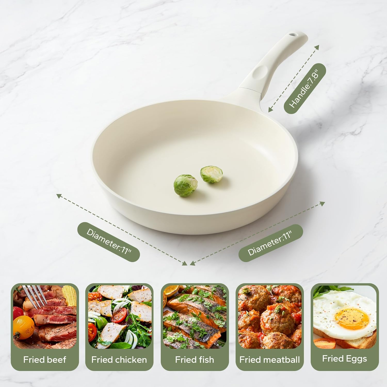 Redchef Série Starlight Poêle à frire en céramique 28 cm, Extérieur et intérieur blanc