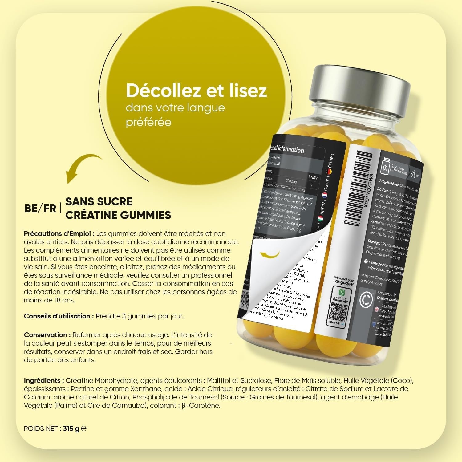 WeightWorld Gommes à la créatine 5000 mg 90 gommes