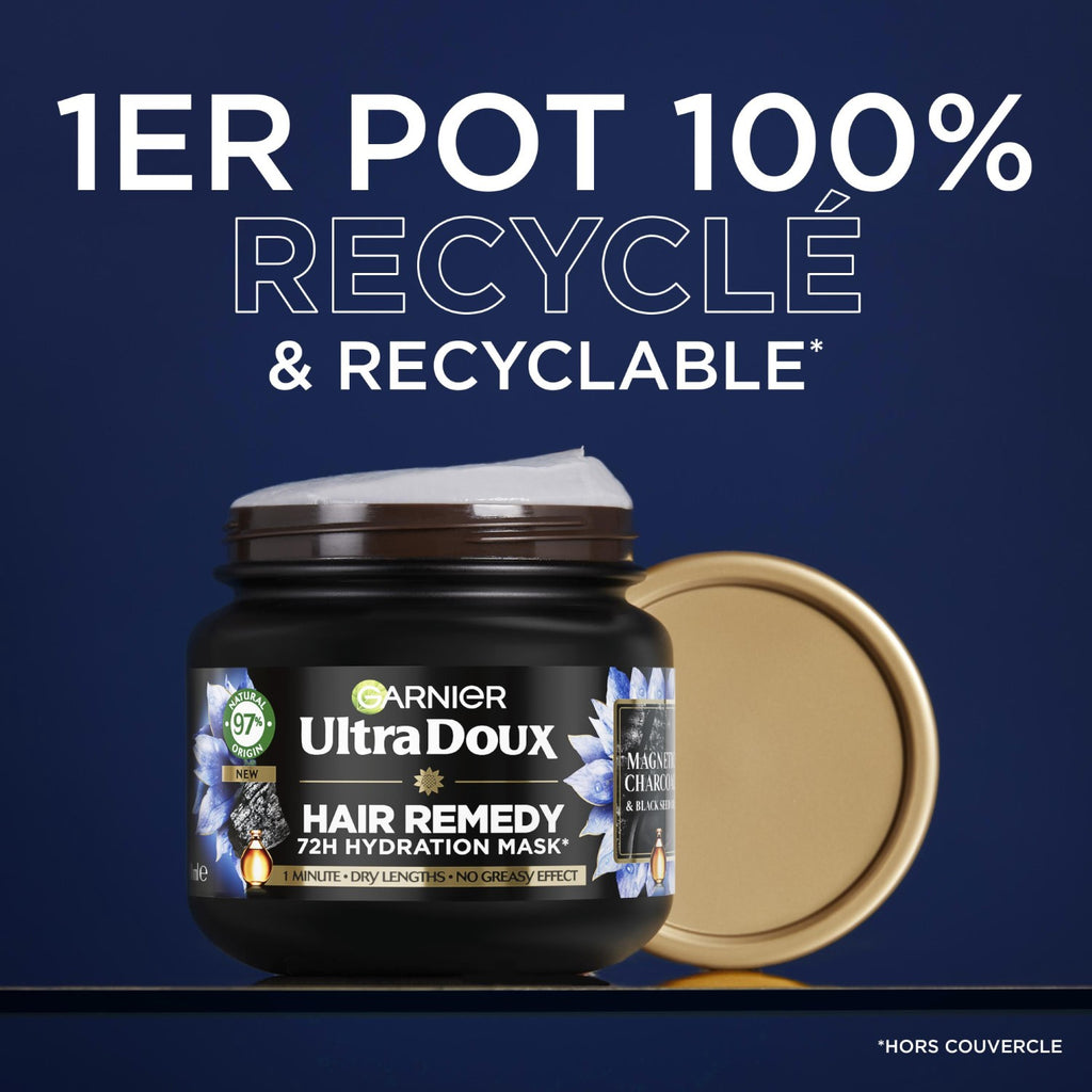 Garnier Ultra Doux Masque Remède Équilibrant Charbon Magnétique et Huile de Fleur de Nigelle - 340 ml