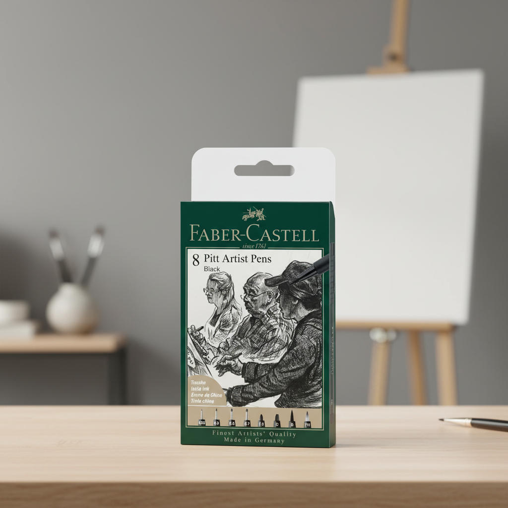 Faber-Castell Pitt Artist Lot de 8 stylos à l'encre de Chine - Noir