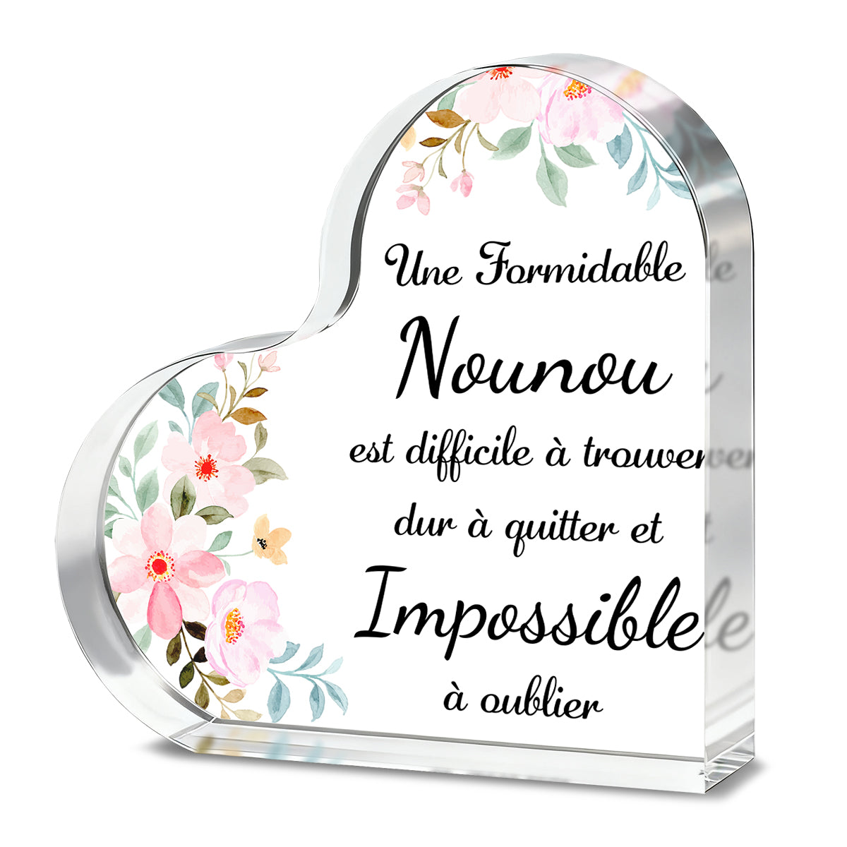 Alphynix 1 pc plaque en acrylique en forme de cœur, "Une formidable nounou est difficile à trouver