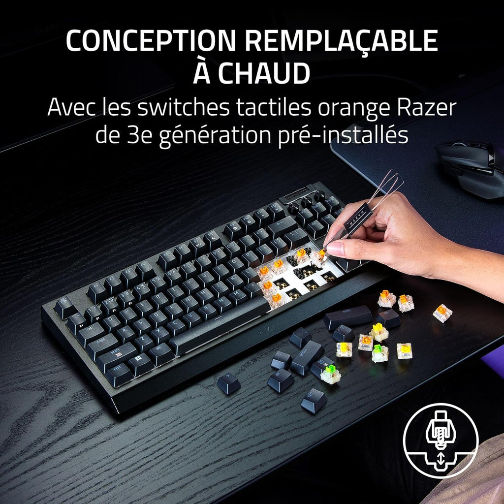 Razer BlackWidow V4 Tenkeyless HyperSpeed Clavier Gaming sans fil (Switch Orange) - AZERTY - Noir