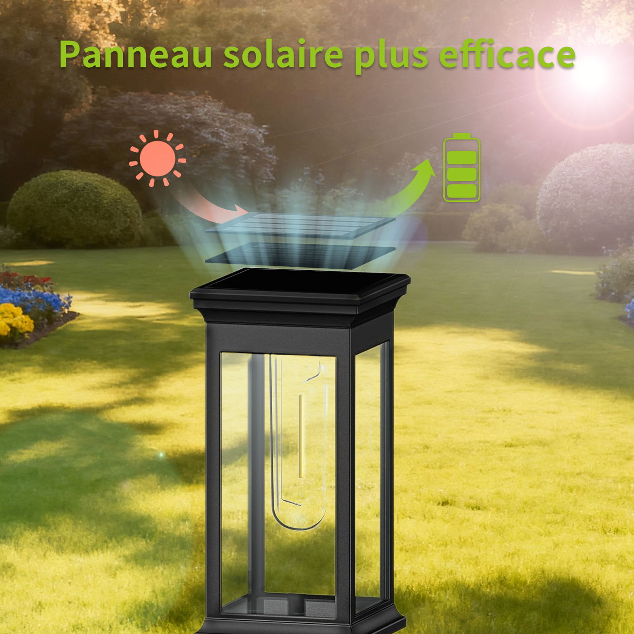 VIVREAL Lot de 4 piquets de terre carrés transparents à filament de tungstène, Promotion du Nouvel An, Meilleures idées cadeaux