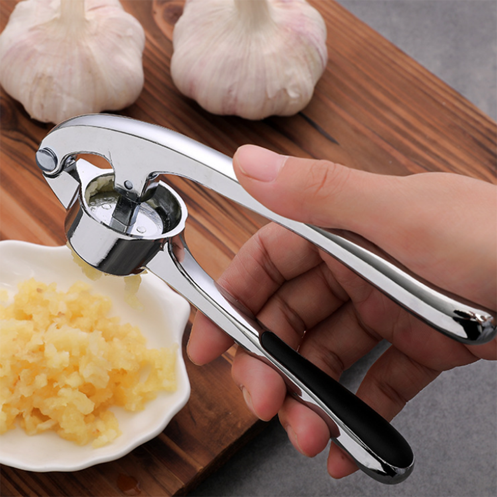 Huacan Presse à ail en acier inoxydable, mortier à ail épaississant, kit pour purée d’ail, manuel pour usage domestique, 1 pièce