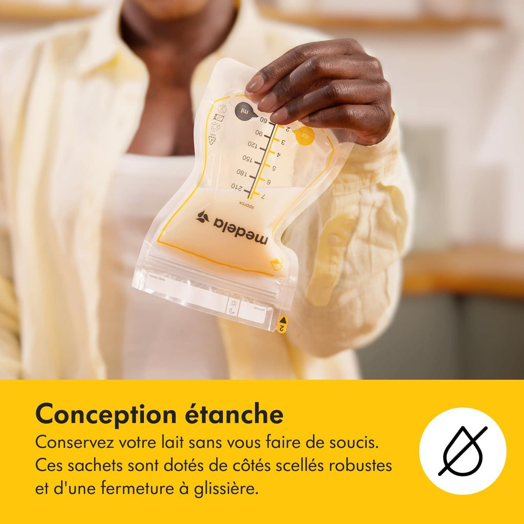 MEDELA Easy Pour - Sachets de conservation du lait maternel, 210 ml, lot de 100