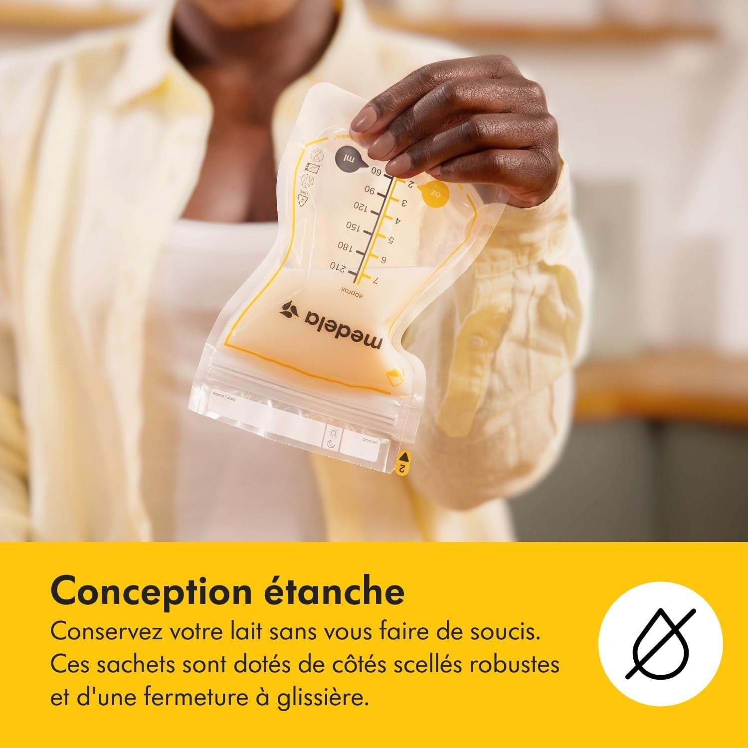 MEDELA Easy Pour - Sachets de conservation du lait maternel, 210 ml, lot de 100