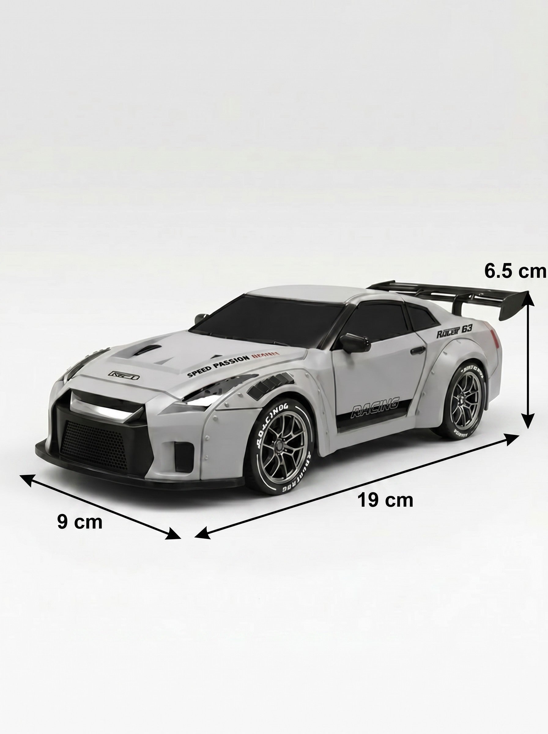 Voiture de loisir radiocommandée 4WD à l'échelle 1:24 - Voiture RC sans fil 2,4 GHz avec gyroscope, servomoteur, lumières LED, pneus interchangeables, batterie LiPo