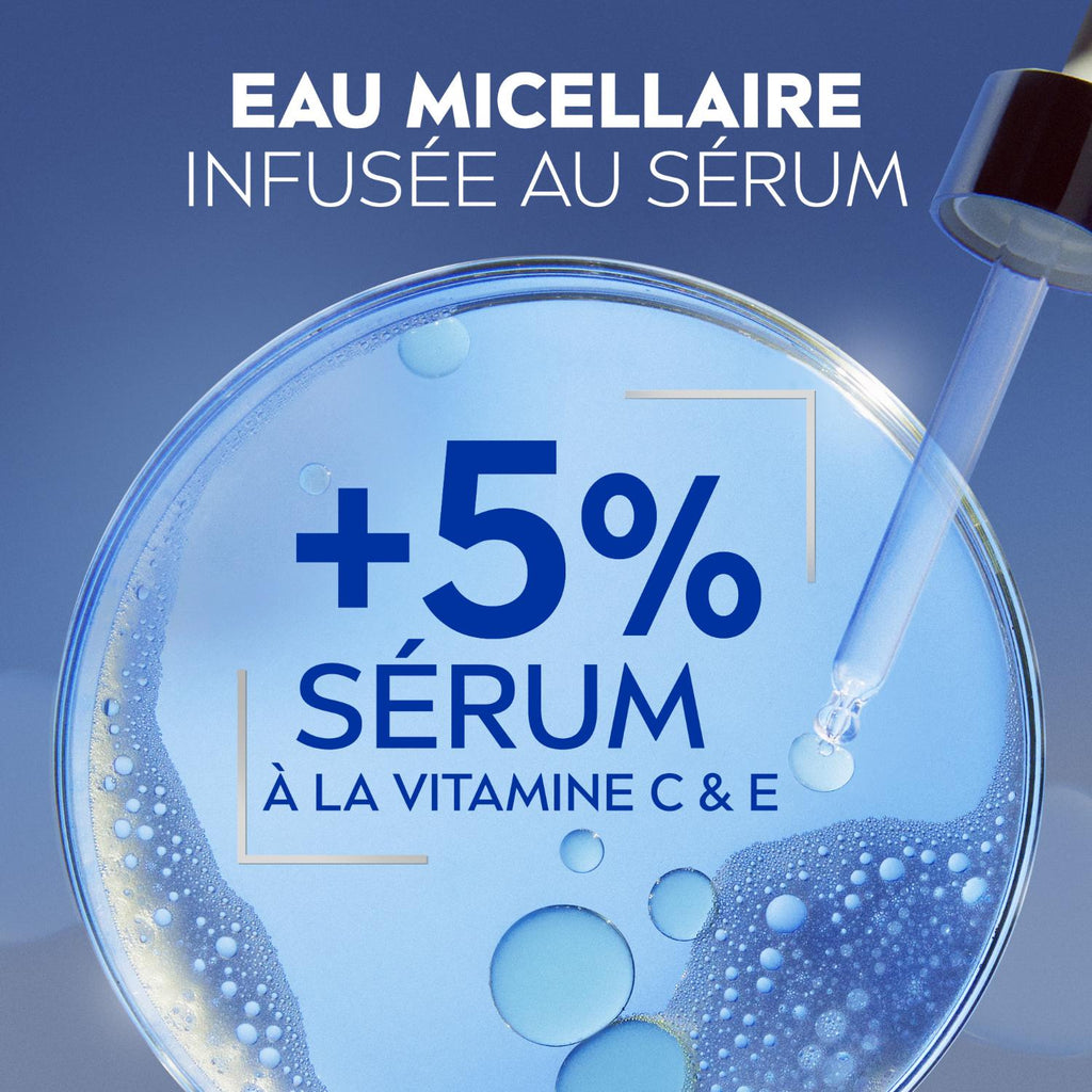 NIVEA Eau Micellaire Démaquillante Visage Infusée au Sérum Vitamine C Skin Radiance Peau sensible 400 ml