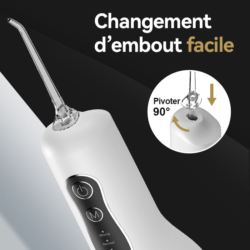 Sunluxy Hydropulseur Dentaire Portable Sans Fil, 140 PSI, Flux d’eau Pulsé Haute Pression, 4 Modes, Réservoir d’eau Amovible 260 ml, Autonomie de 50 Jours