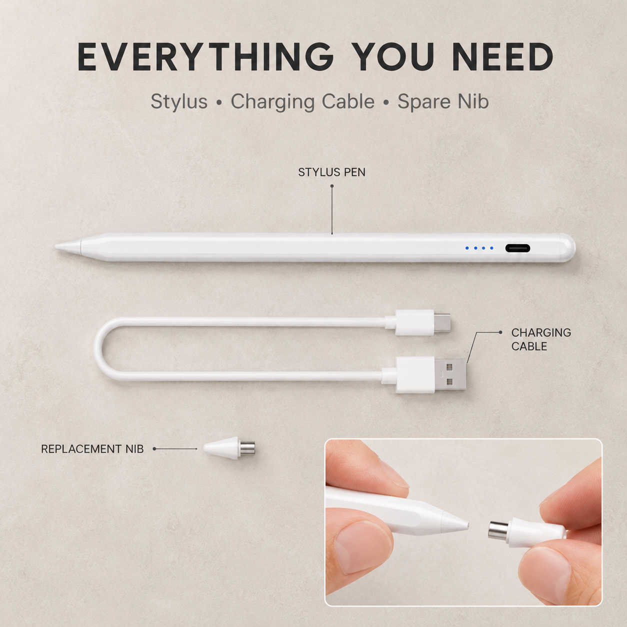 VoxorAI HL-U05 Stylet universel pour tablette iOS, iPad, Android et Microsoft - Blanc