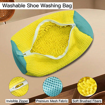 Vilscijon lot de 2 sacs jaunes de lavage pour chaussures et chaussettes spécialement pour machine à laver, pratique et anti-déformation