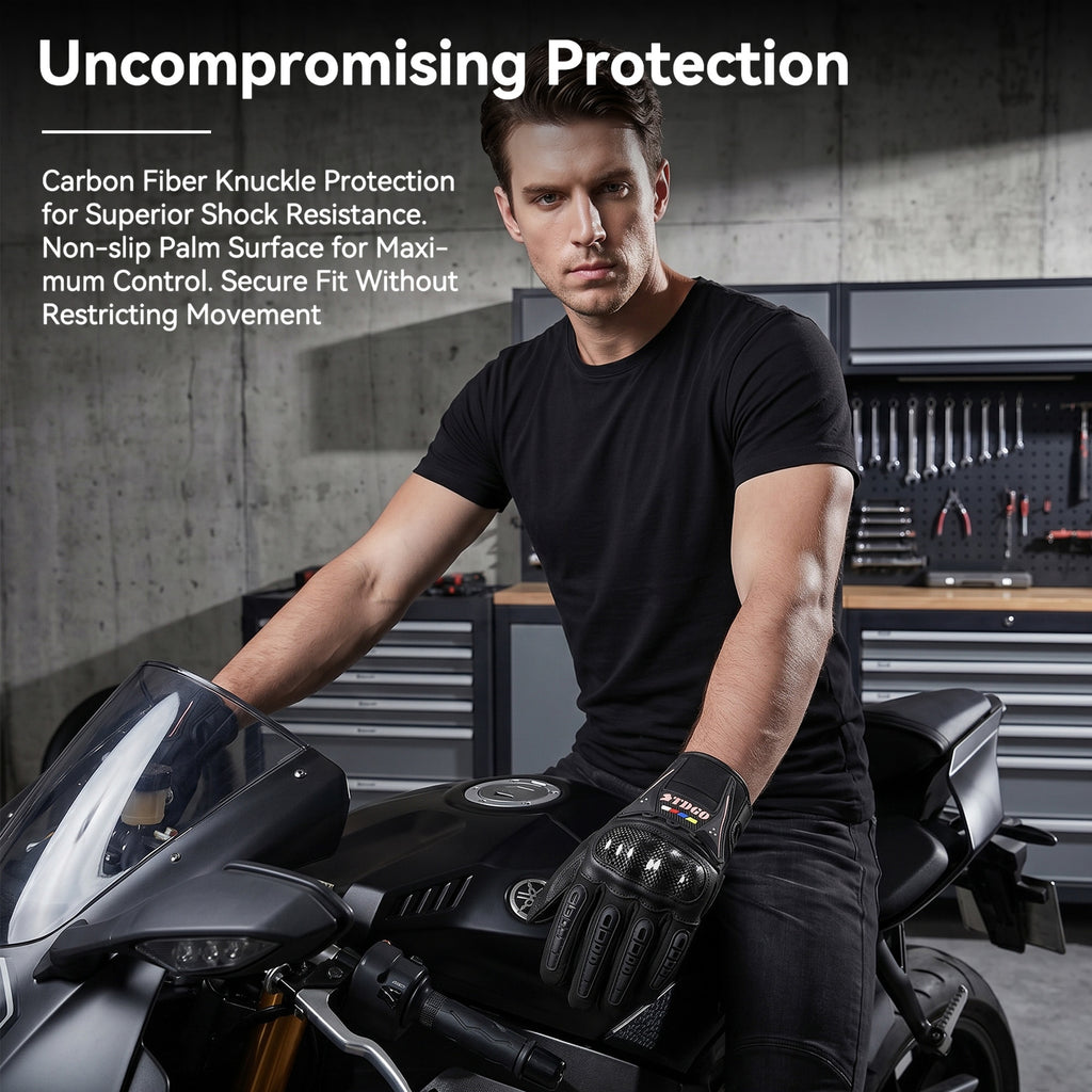 Gants de Moto Homme, Gants De Moto Toutes Saisons avec Protection Des Articulations Et Fonction Tactile, Gants Extérieurs Respirants pour Hommes Et Femmes, Convient Pour Moto, Vélo, Trottinette - M