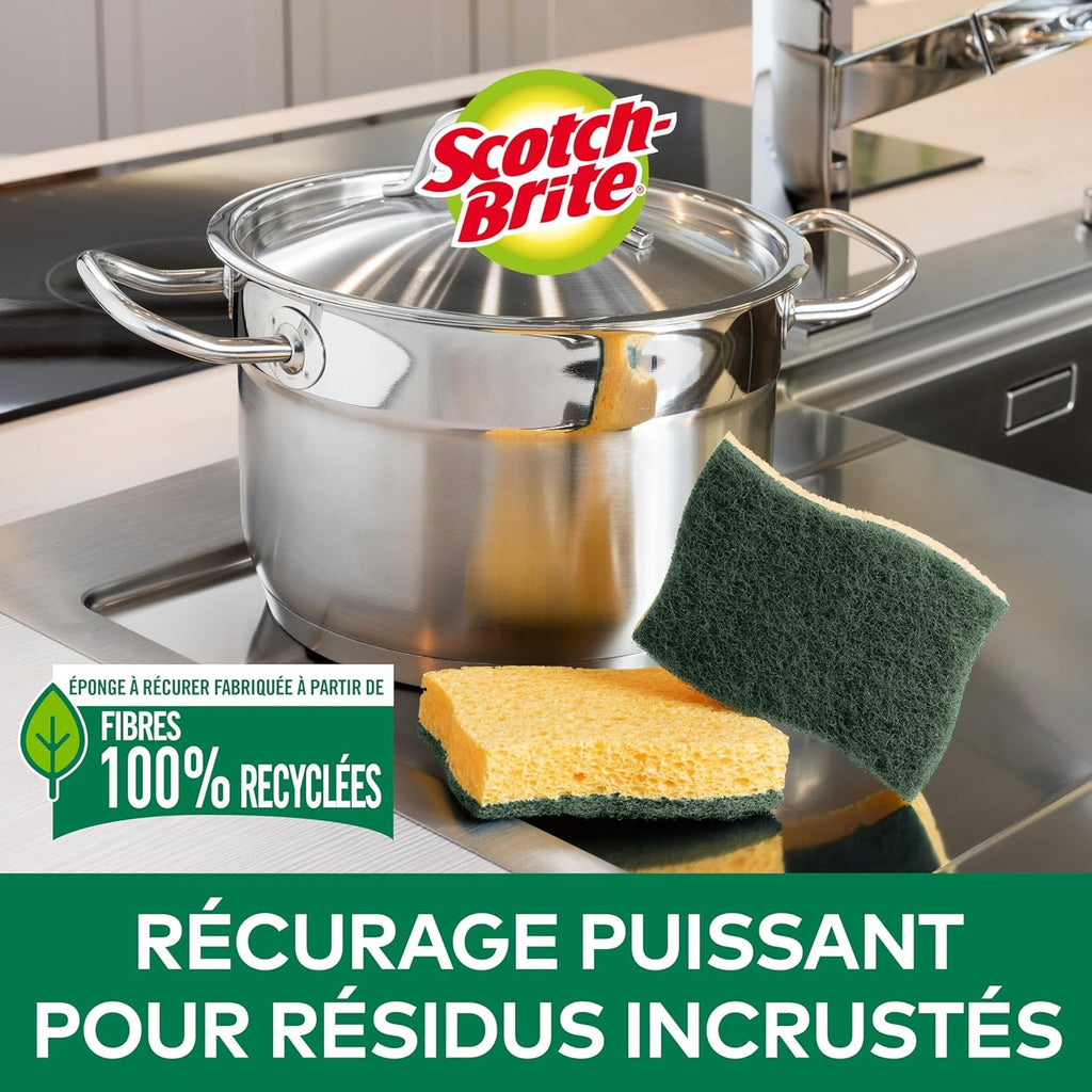 SCOTCH BRITE Éponges grattantes vertes super absorbantes double face 3 éponges