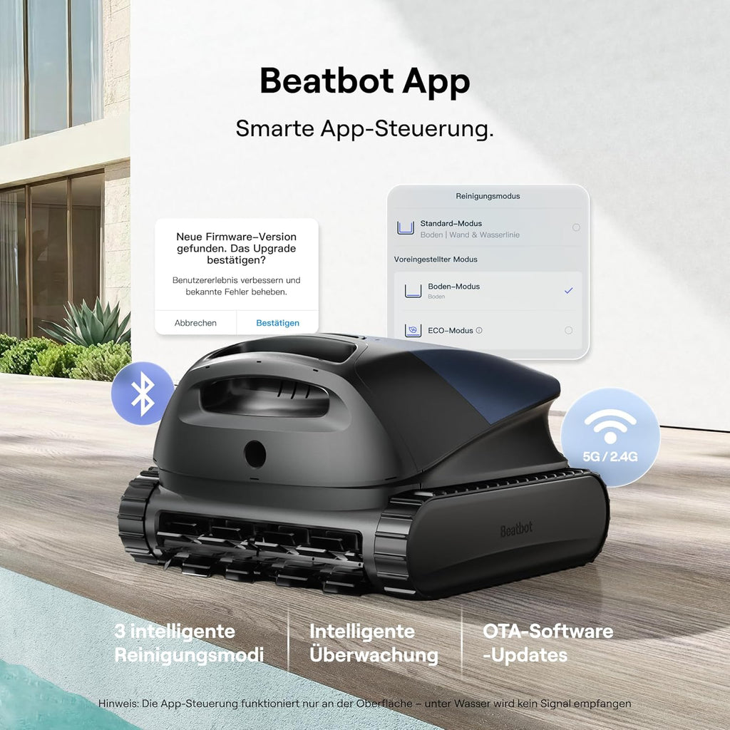 Beatbot M10 Version Robot de Piscine Sans Fil — Fond/Parois/Ligne d'Eau/Plages Sous-marines, Aspiration 25 700 L/h, Stationnement Intelligent sur la Ligne d'Eau