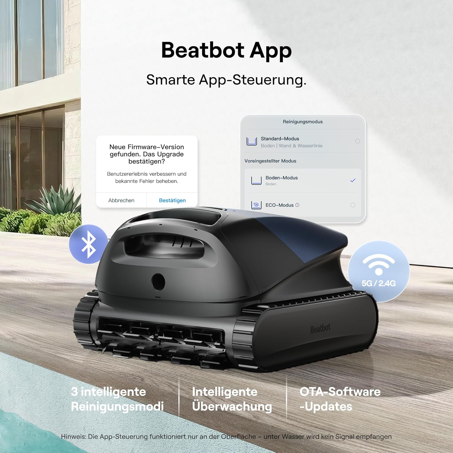 Beatbot M10 Version Robot de Piscine Sans Fil — Fond/Parois/Ligne d'Eau/Plages Sous-marines, Aspiration 25 700 L/h, Stationnement Intelligent sur la Ligne d'Eau