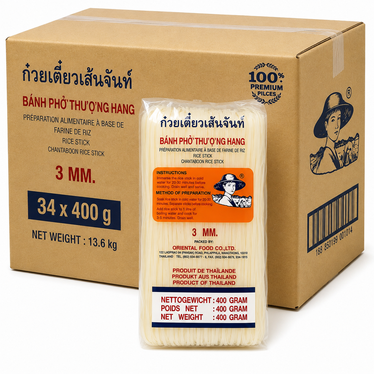Farmer Brand Nouilles de riz 3 mm - 34 x 400 g