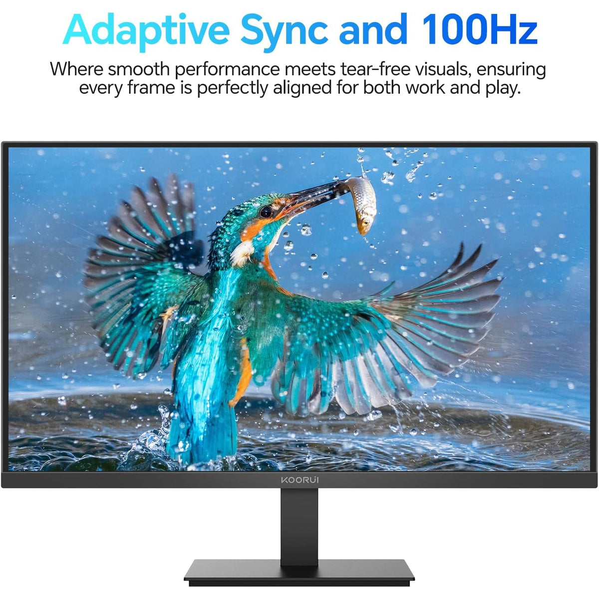 KOORUI E2212F Moniteur d'ordinateur FHD 21,45 pouces, Moniteur de bureau 1920×1080 panneau VA 100 Hz Adaptive-Sync, 99 % sRGB, Contraste statique 3000:1
